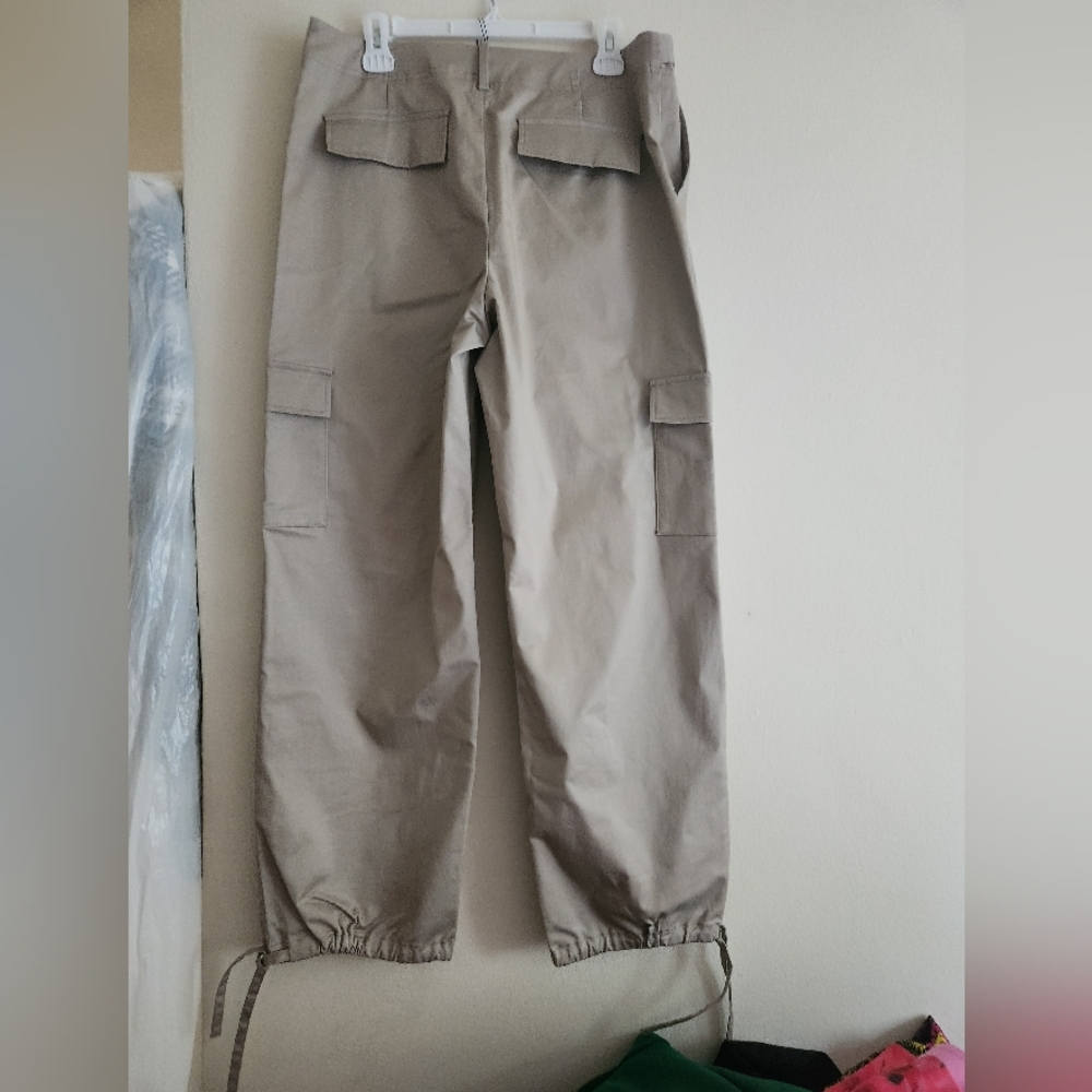 Zara cargo pants Straight Leg  Cargo Camel Sz L. M BNWT - Picture 4 of 12